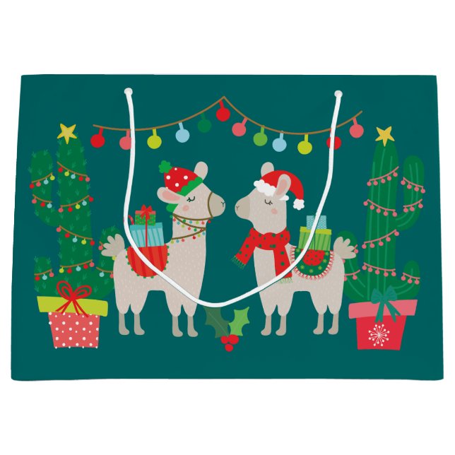 Christmas Llamas Large Gift Bag (Front)