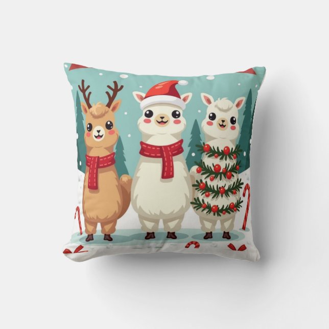 Christmas Llamas Parade  Cushion (Front)