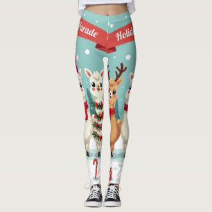 Christmas Llamas Parade  Leggings