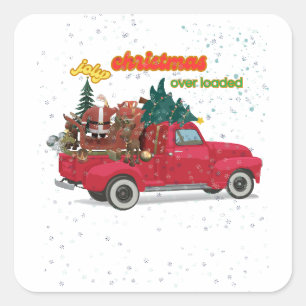 Christmas loaded red truck Sticker