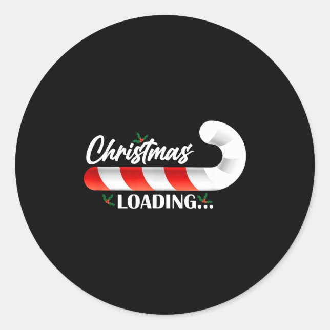 Christmas Loading Fir Tree Candy Cane  Classic Round Sticker (Front)