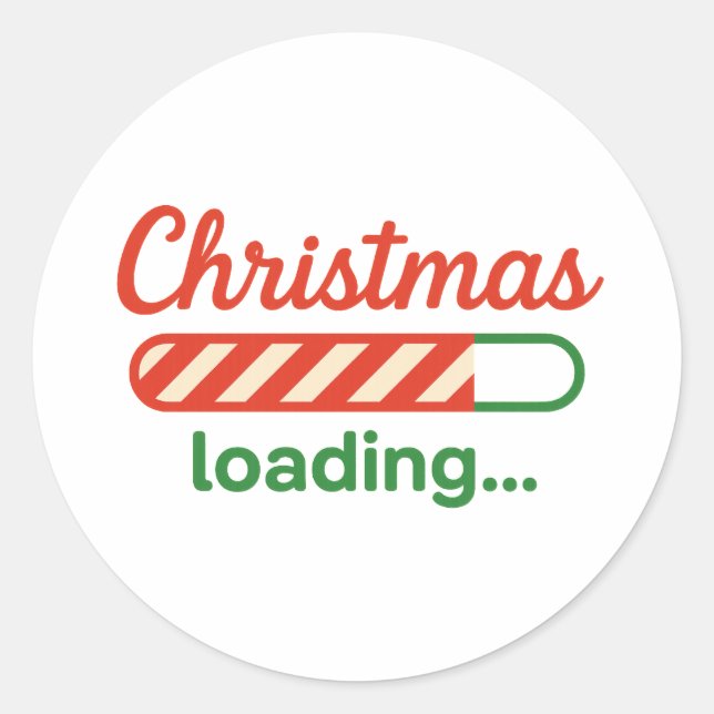 Christmas Loading Funny Holiday Progress Bar Classic Round Sticker (Front)