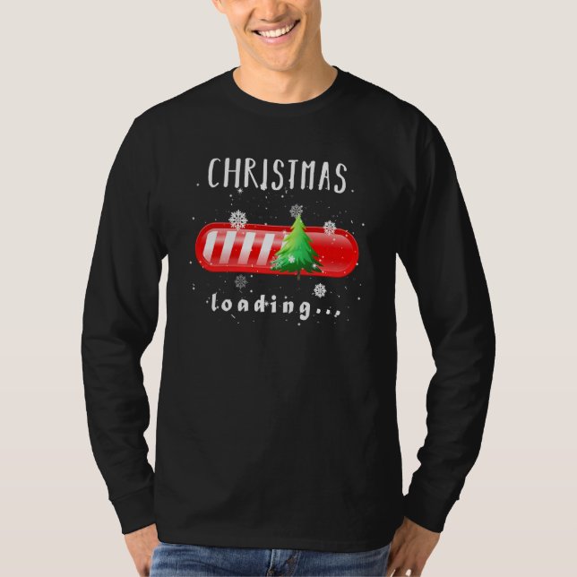 Christmas Loading Holiday Candy Cane Nerd Geek Fun T-Shirt (Front)