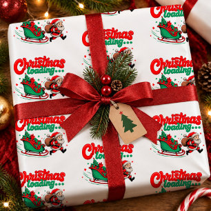 Christmas Loading Santa Sleigh Presents Running Wrapping Paper