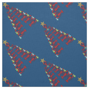 Christmas Lobster tree Nautical beach fabric blue