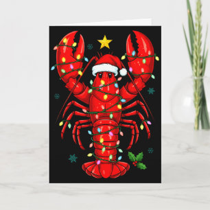 Christmas Lobster With Santa Hat Funny Holiday Card