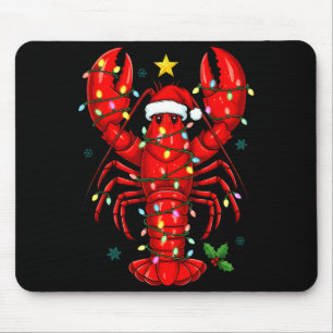 Christmas Lobster With Santa Hat Funny Holiday  Mouse Pad