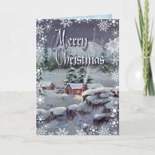 CHRISTMAS LOG CABIN by SHARON SHARPE Holiday Card