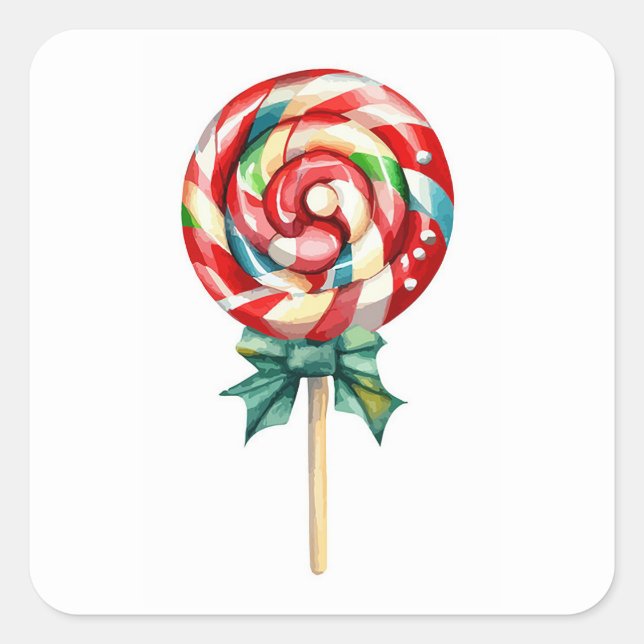 Christmas Lollipop Square Sticker (Front)