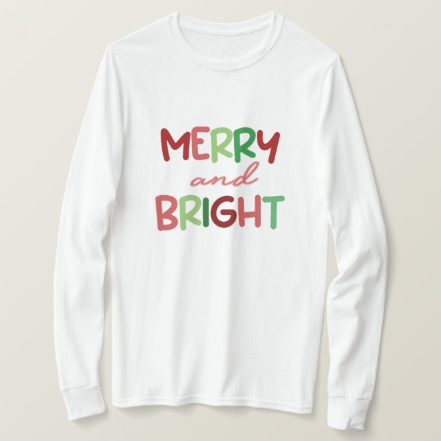 Christmas Long Sleeve Top - Merry and Bright (Design Front)
