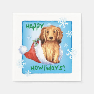 Christmas Longhaired Dachshund Napkins