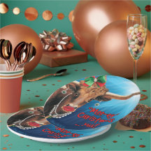 Christmas Longhorn Cow Paper Plates