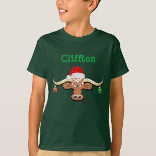 Christmas Longhorn Steer Boy's T-Shirt