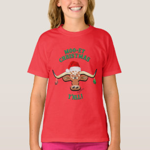 Christmas Longhorn Steer Girl's T-Shirt