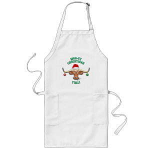 Christmas Longhorn Steer Long Apron