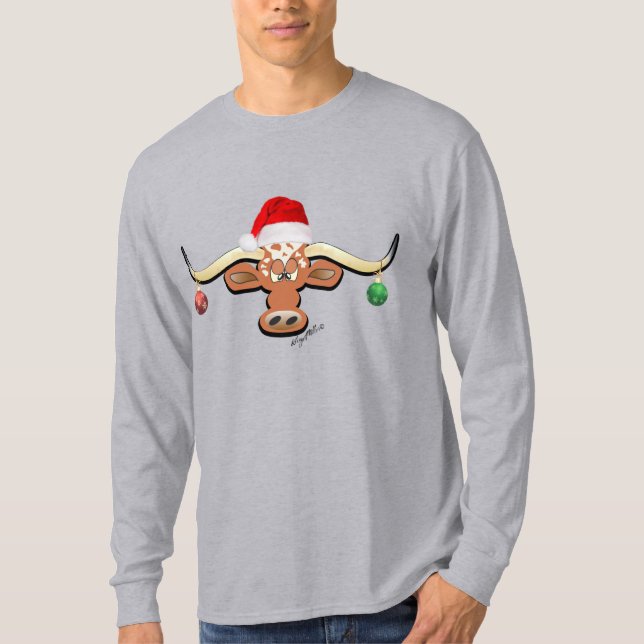 Christmas Longhorn Steer T-Shirt (Front)