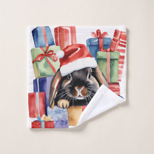 Christmas Lop Bunny Rabbit Wash Cloth