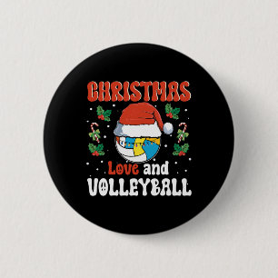 Christmas Love And Volleyball Santa Sports Design  6 Cm Round Badge