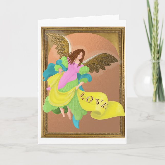 Christmas LOVE Angel (blank inside) Card (Front)