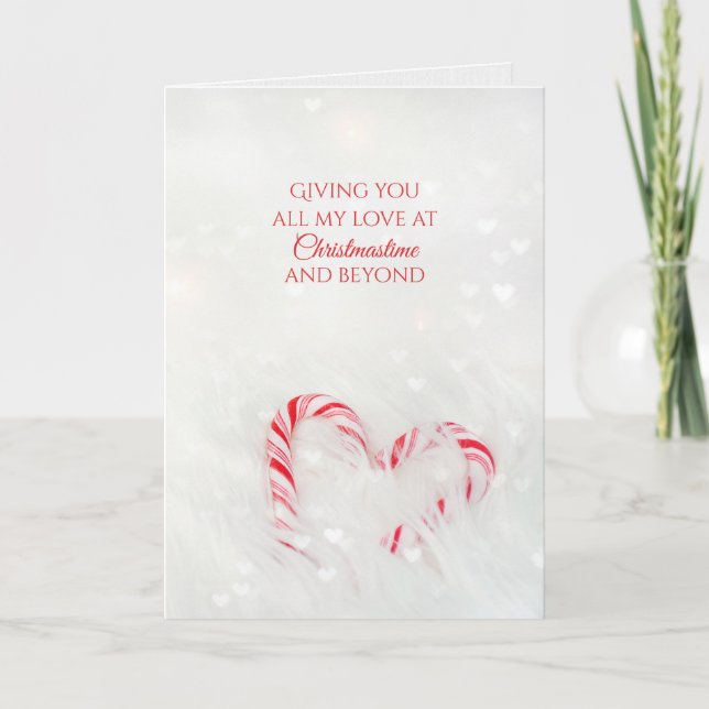 Christmas love candy cane heart card (Front)