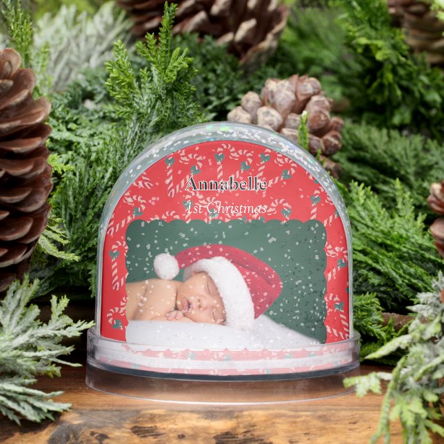 Christmas Love Candy Canes Baby Photo Snowglobe (Winter)