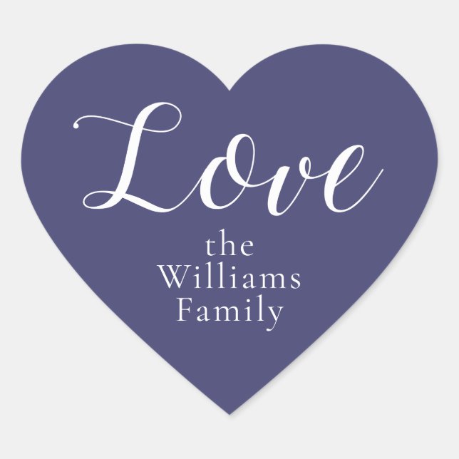 Christmas Love Custom Name Navy Blue Heart Sticker (Front)