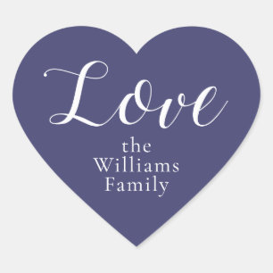 Christmas Love Custom Name Navy Blue Heart Sticker