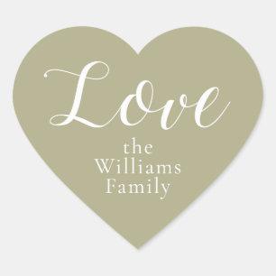Christmas Love Custom Name Sage Green Heart Sticker