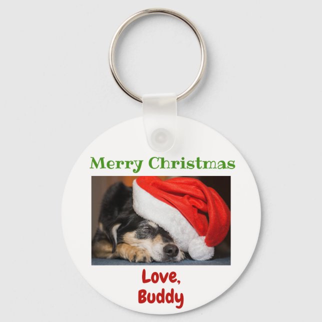 Christmas Love Dog Cat Dad Mum Pet Photo Key Ring (Front)
