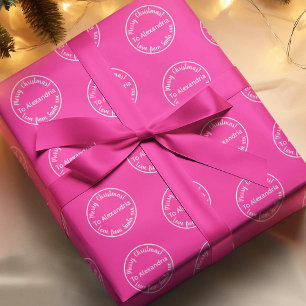Christmas Love From Santa Merry Christmas Hot Pink Wrapping Paper