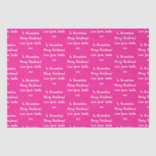 Christmas Love From Santa Personalised Hot Pink Tissue Paper