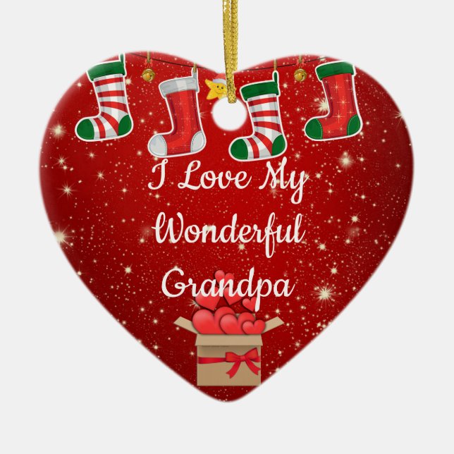 Christmas Love Grandpa Ceramic Tree Decoration (Front)
