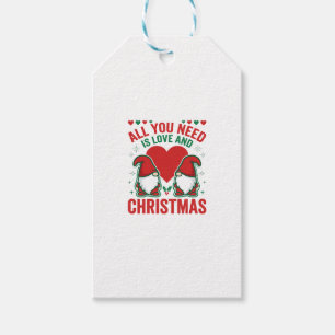 Christmas Love Heart Santa Gnome Design Gift Tags