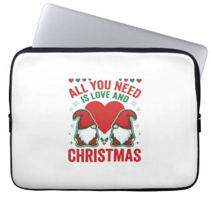 Christmas Love Heart Santa Gnome Design Laptop Sleeve