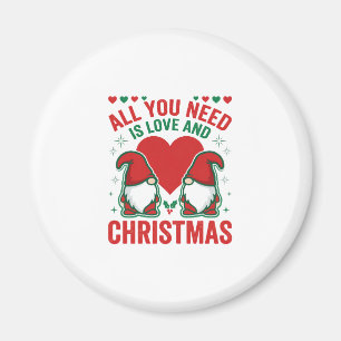 Christmas Love Heart Santa Gnome Design Magnet