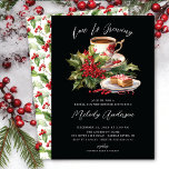 Christmas Love Is Brewing Bridal Shower Invitation<br><div class="desc">This charming invitation features a watercolor drawing of a cup of coffee and dessert with beautiful holly and berries. The words "love is brewing" are written in a modern script font. It's the perfect way to invite your friends and family to celebrate the bride-to-be with a winter theme baby shower....</div>