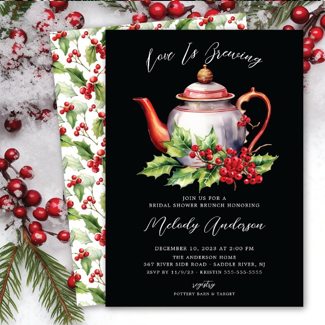 Christmas Love Is Brewing Bridal Shower Invitation (Creator Uploaded)