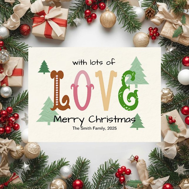Christmas Love Modern Typography Flat Holiday Card (Christmas Love Modern Typography Flat Holiday Card )