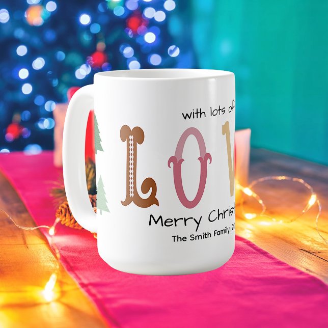 Christmas Love Modern Typography Personalized Mug  (Creator Uploaded)