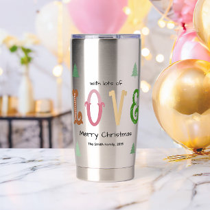 Christmas Love Modern Typography Water Bottle Insulated Tumbler