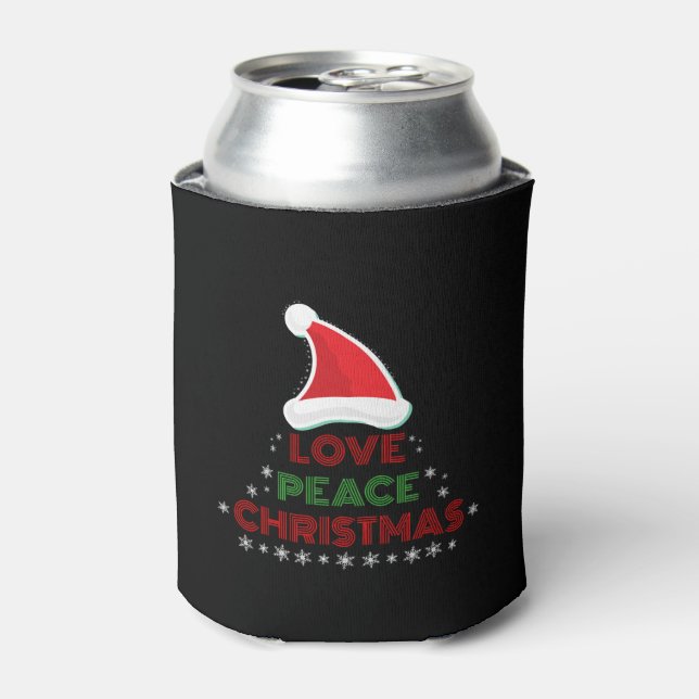 Christmas - Love, Peace, Christmas - Christmas Can Cooler (Can Front)