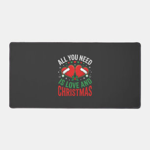 Christmas Love Santa Hat Typography Desk Mat