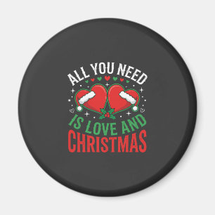 Christmas Love Santa Hat Typography Magnet