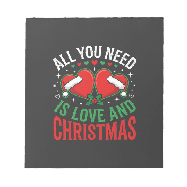 Christmas Love Santa Hat Typography Notepad (Front)