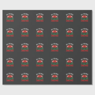 Christmas Love Santa Hat Typography Wrapping Paper