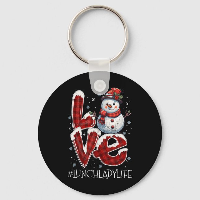 Christmas Love Snowman Lunch Lady Life Fun Xmas Co Key Ring (Front)