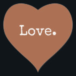 Christmas Love Terracotta Heart Sticker<br><div class="desc">Elegant Christmas festive envelope seal or gift sticker with the text 'Love' in chic stylish typography on a terracotta background. Perfect for your Christmas gifts, mailing and festive small business packages. If you need any help or matching products please contact us through our store. Exclusively designed for you by Happy...</div>