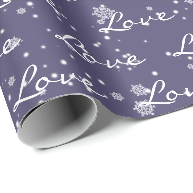 Christmas LOVE Text In Snowflakes  Wrapping Paper (Roll Corner)