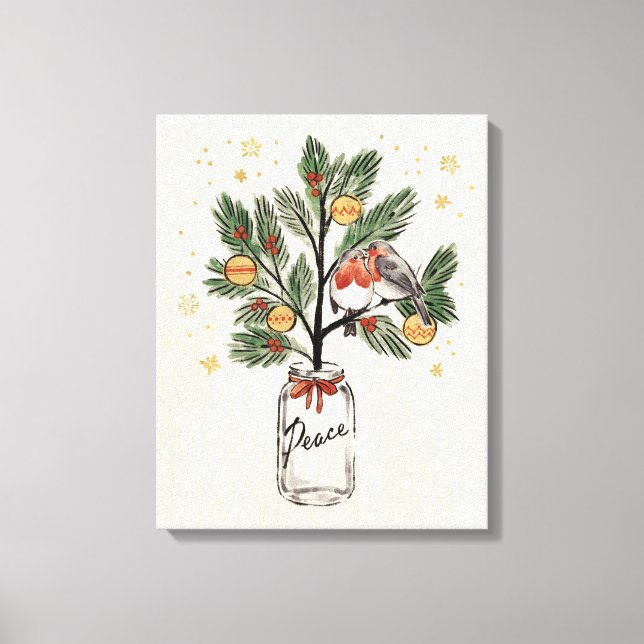 Christmas Lovebirds Peace Canvas Print (Front)