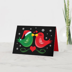 Christmas Lovebirds Personalised Card